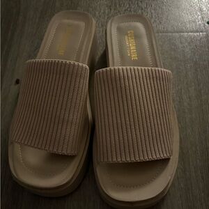 Women's Beige Slide Sandals
